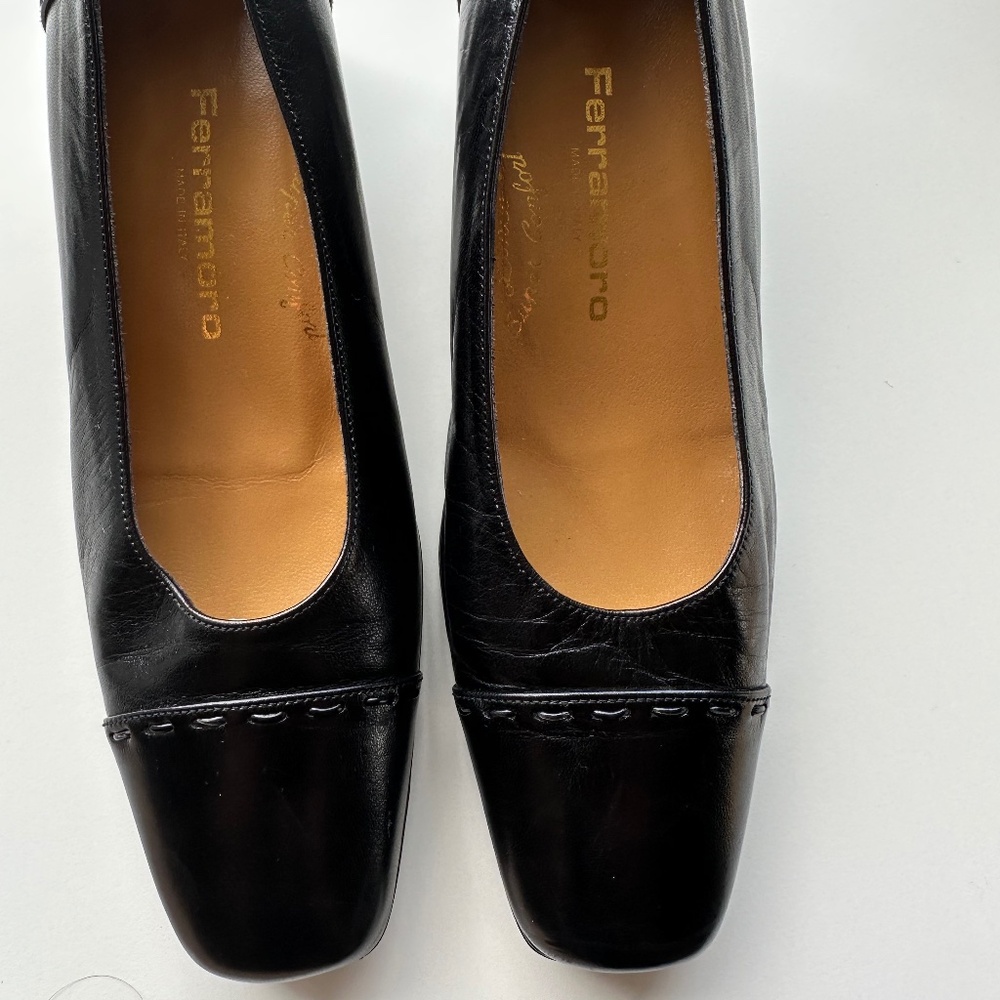 Black Leather Italian Ferragamo Size 36